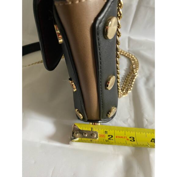 Vintage Rare Sondra Roberts Square Black Beige Crossbody Leather - Picture 6 of 9